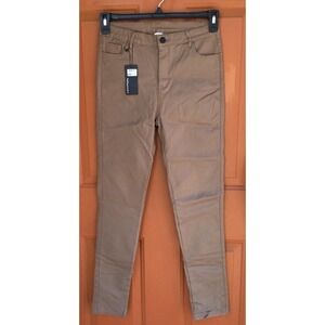Apperloth A High Waist PU Leather‎ Tan Skinny Pants Size L